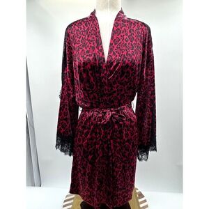 Victoria's‎ Secret Red Leopard Lace Kimono Robe XS S